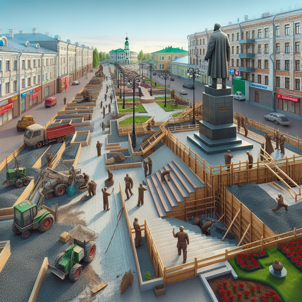 Featured Post Image - На Театральной площади в Кирове укладывают гранит у памятника Ленину
