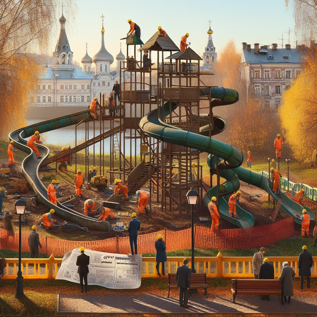 Featured Post Image - В Порошино начались работы по восстановлению горок: что произошло и почему это важно для города