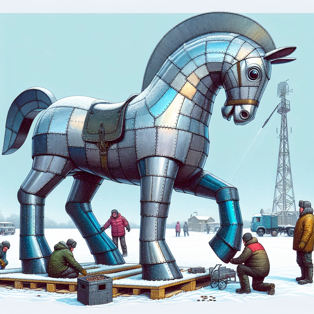 Featured Post Image - В Белой Холунице к Новому году подарили Конька‑горбунка — стальной арт‑объект на крыльце музея